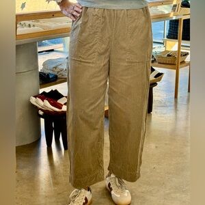 Toast  Corduroy Tan Elastic Waist Wide Leg Ankle Pant Small
